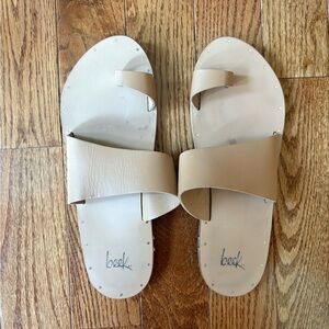 Beek Beige Leather Slide Sandals Size 11